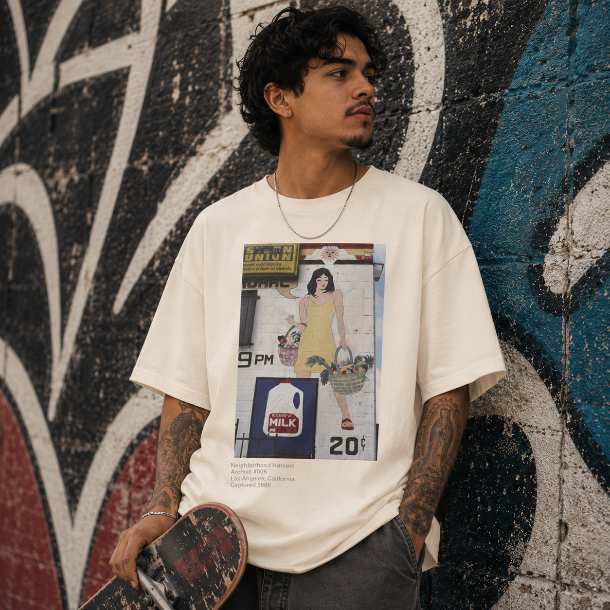 LA WALLS-Neighborhood Harvest/Wear Los Angeles History\Unisex Oversized Boxy Tee